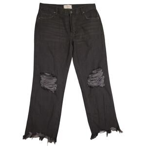 We The Free Women's Maggie Mid-Rise Straight Leg Cropped Jeans in Charcoal Sz 28